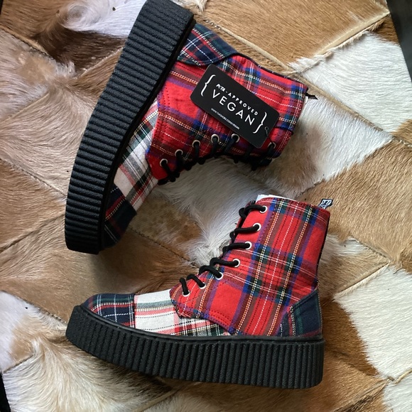TUK mixed plaid Casbah creeper combat boots - Picture 11 of 11